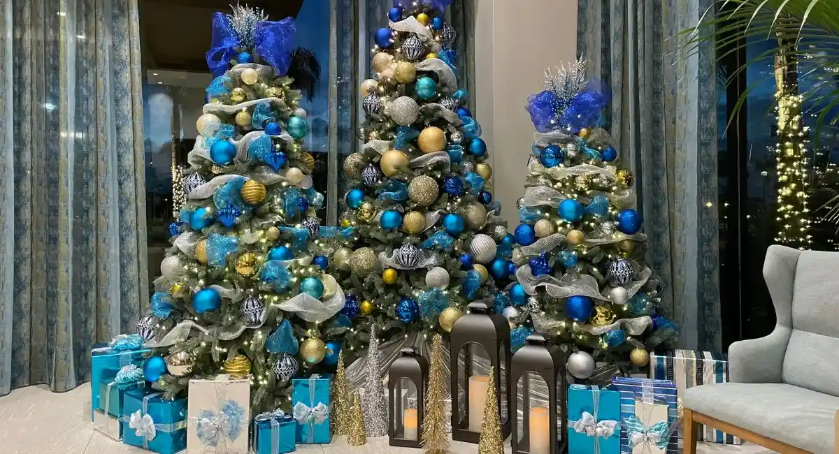 Christmas trees with blue theme