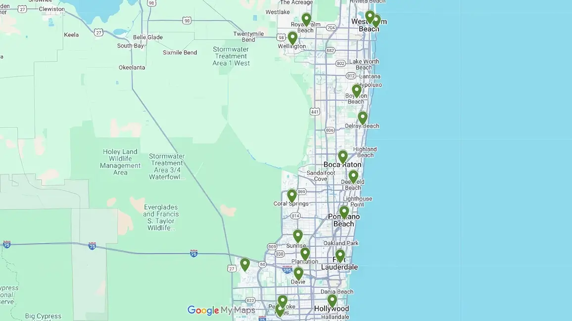 Map of Ambius Ft Lauderdale service area