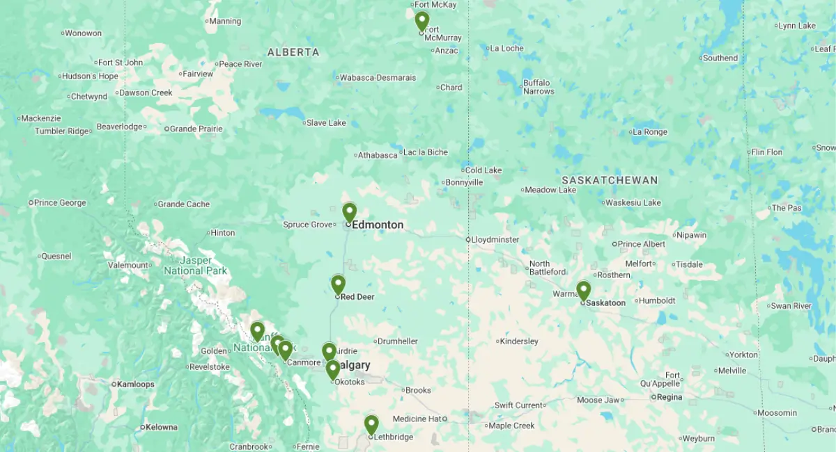 Map of Ambius Calgary service area