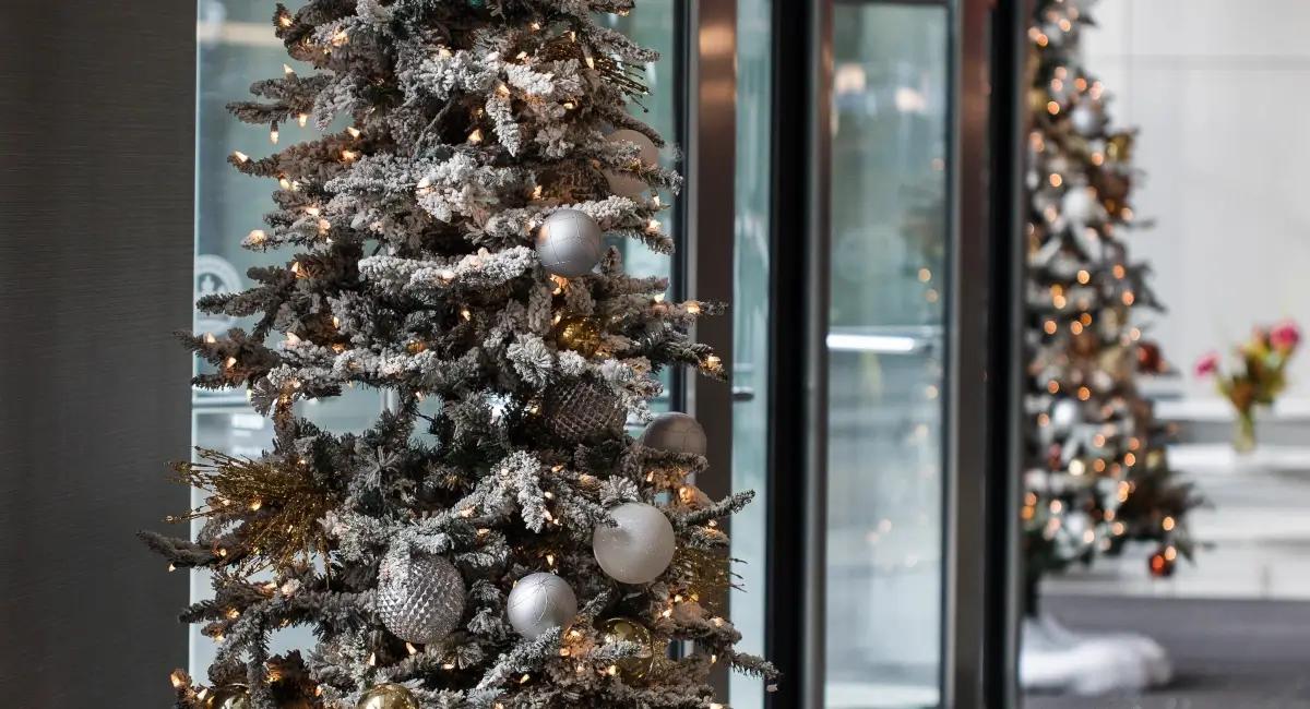 Holiday decor at a Prudential Building