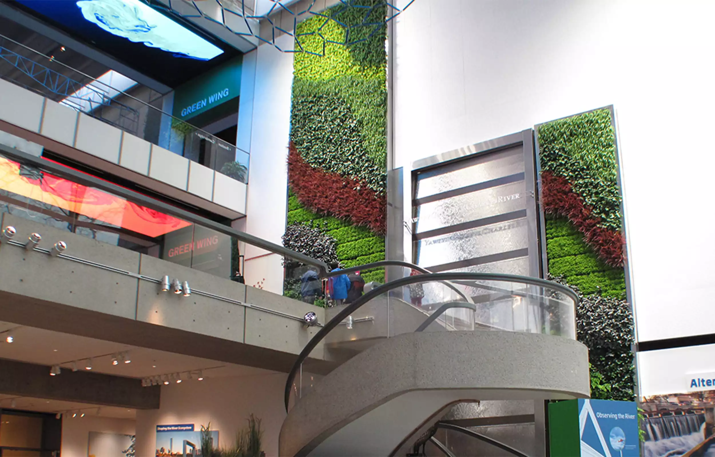 Green wall next to stairway