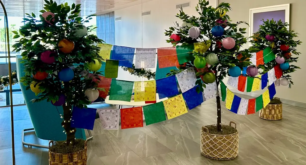 Multicultural holiday indoor trees