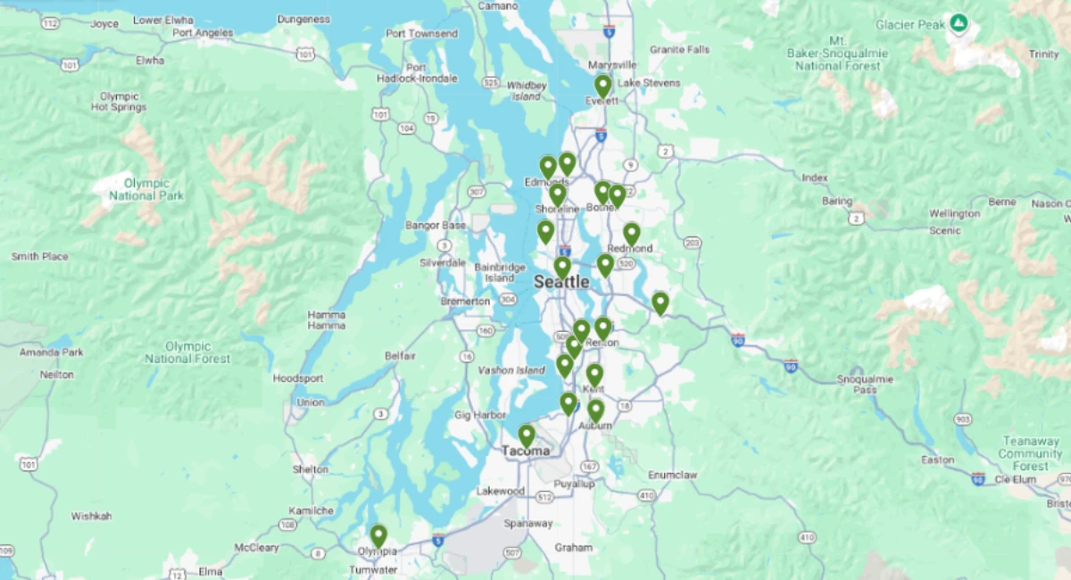 Map of Ambius Seattle service area