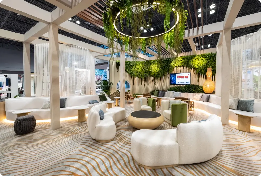 Circle light fixture with artificial plants