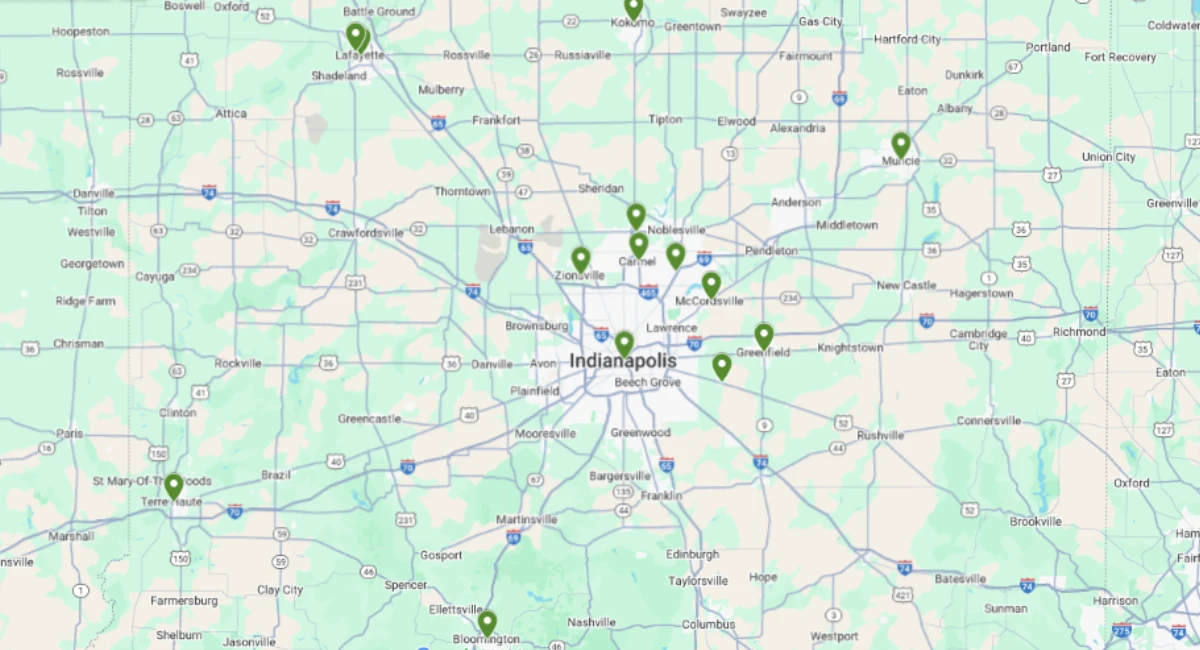 Map of Ambius Indianapolis service area