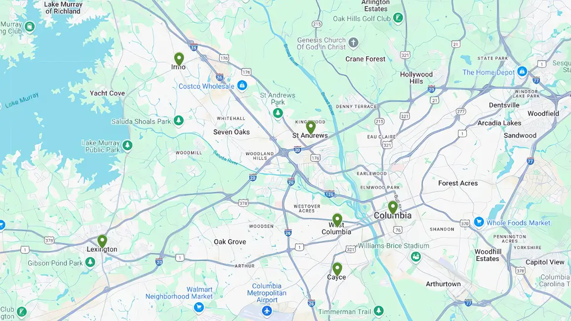 Map of Ambius Columbia service area
