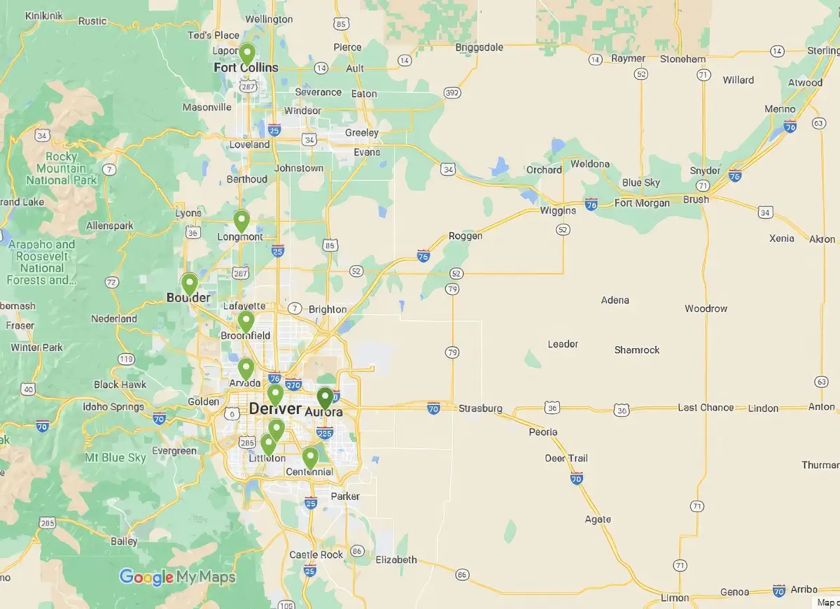 Map of Ambius Denver service area