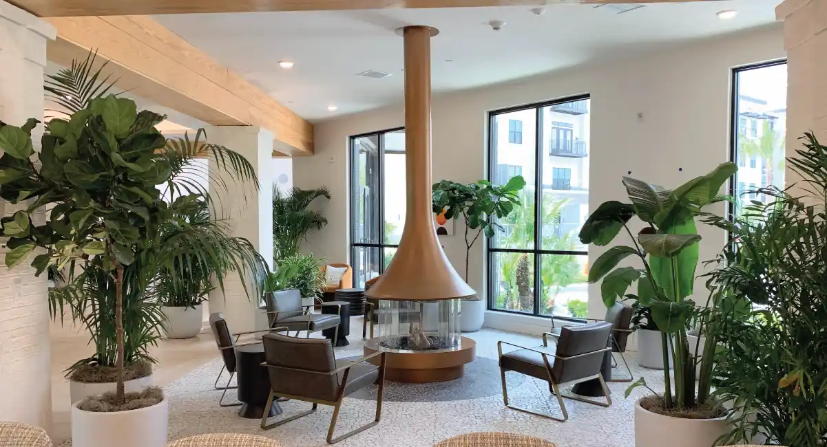 Lounge with big indoor plants