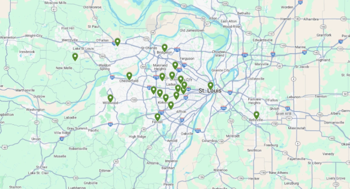 Map of Ambius St Louis service area
