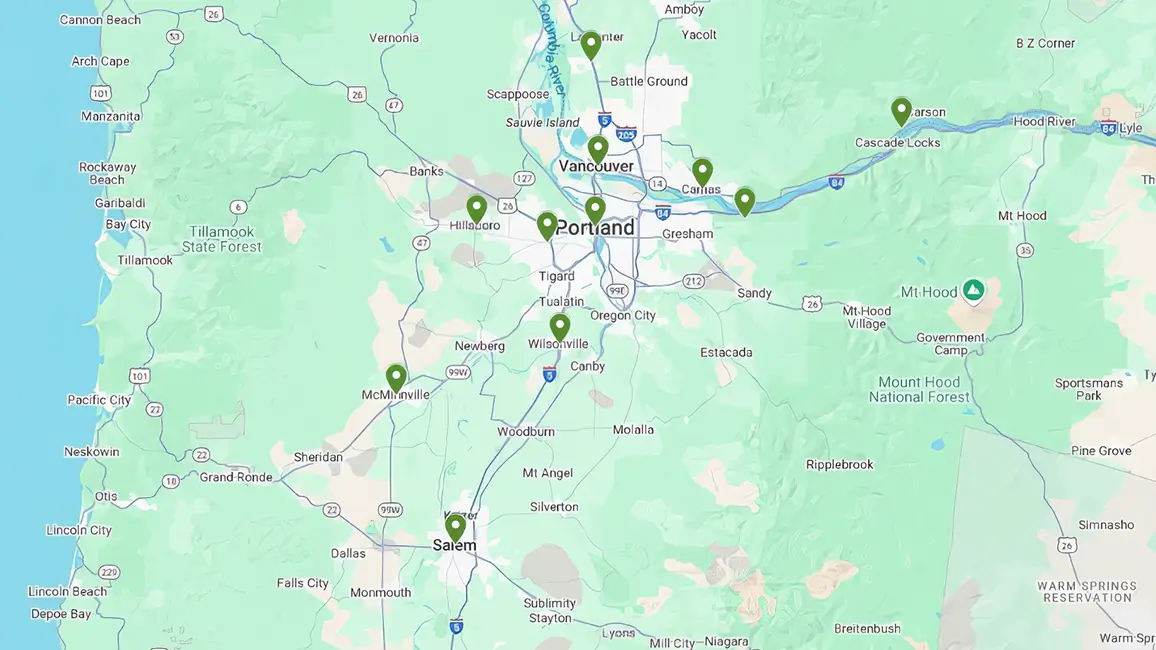 Map of Ambius Portland service area