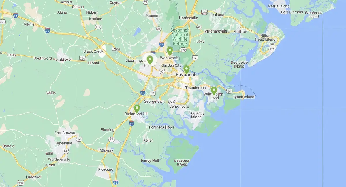 Map of Ambius Savannah service area