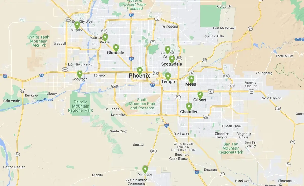 Ambius Phoenix, AZ branch map