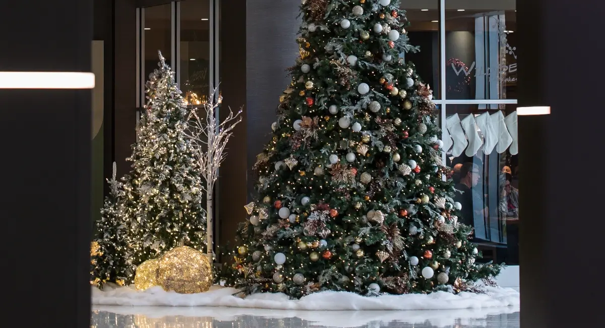 Holiday decor at a Prudential Building