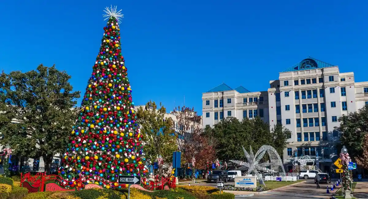 Outdoor Christmas tree at a Children's Hospital in Dallas.