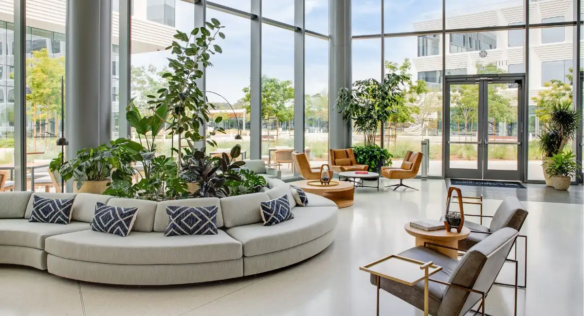 Interior landscaping in sitting area