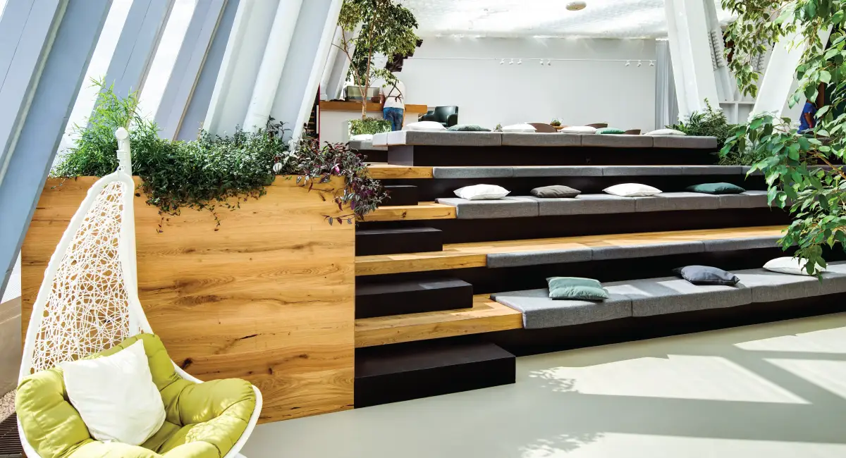Indoor plants in a lounge area