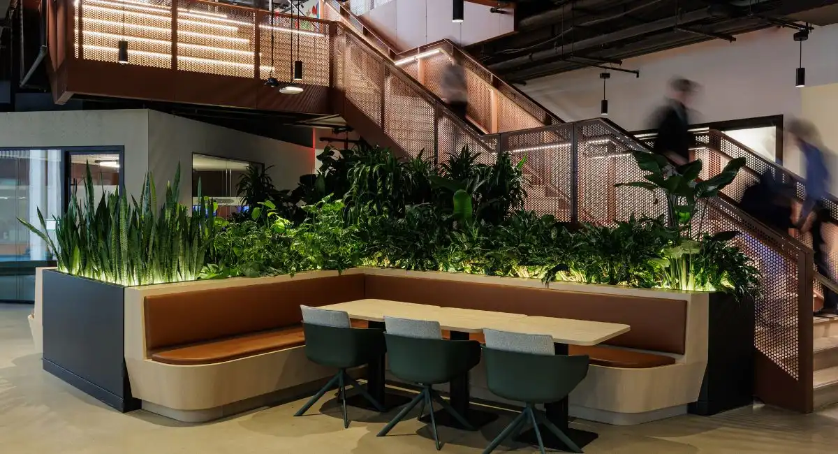 Built in live plants in a sitting area
