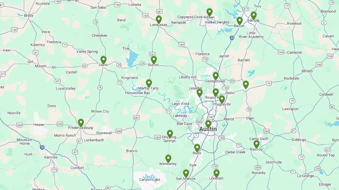 Map of Ambius Austin service area