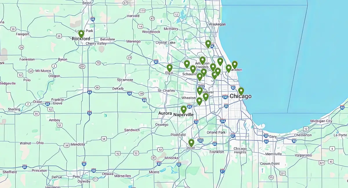Map of Ambius Chicago service area