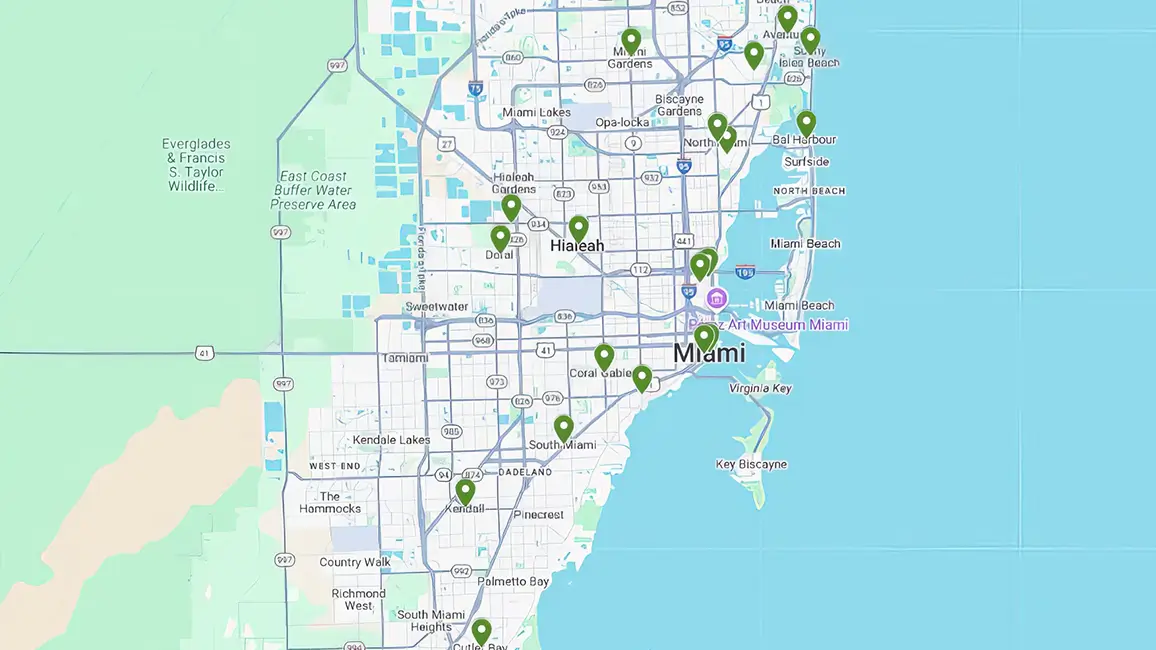 Map of Ambius Miami service area