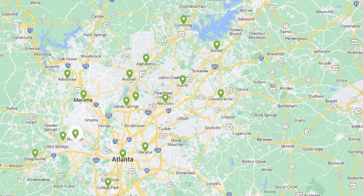 Map of Ambius Raleighservice area