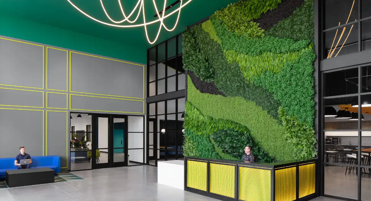 Moss wall in reception area