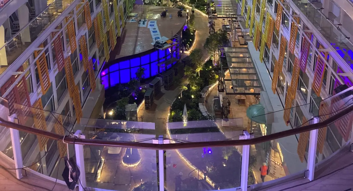 Live greenery on cruise ship walking area