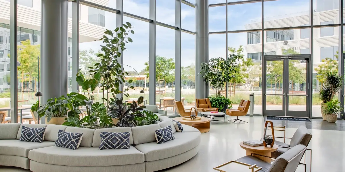 Seating area with live plants