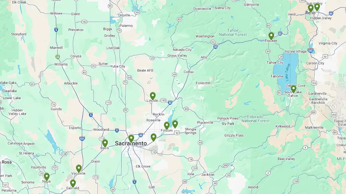 Map of Ambius Sacramento service area