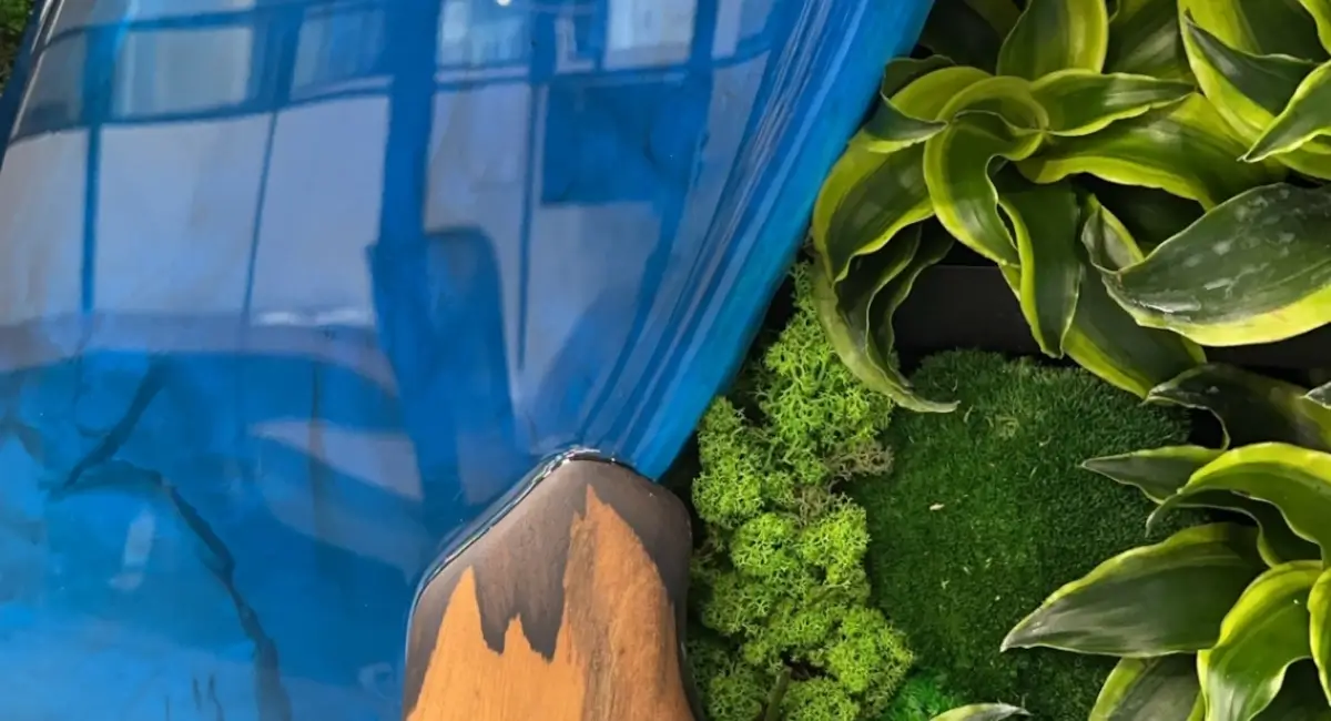 Green wall on decorative wood