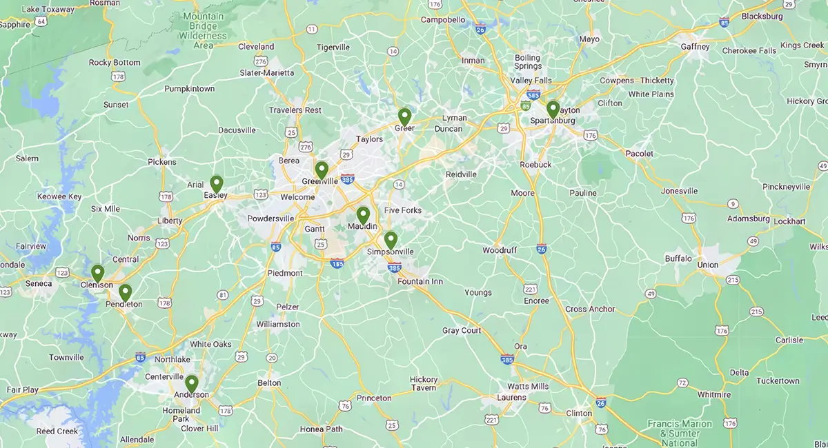 Map of Ambius Greenville service area