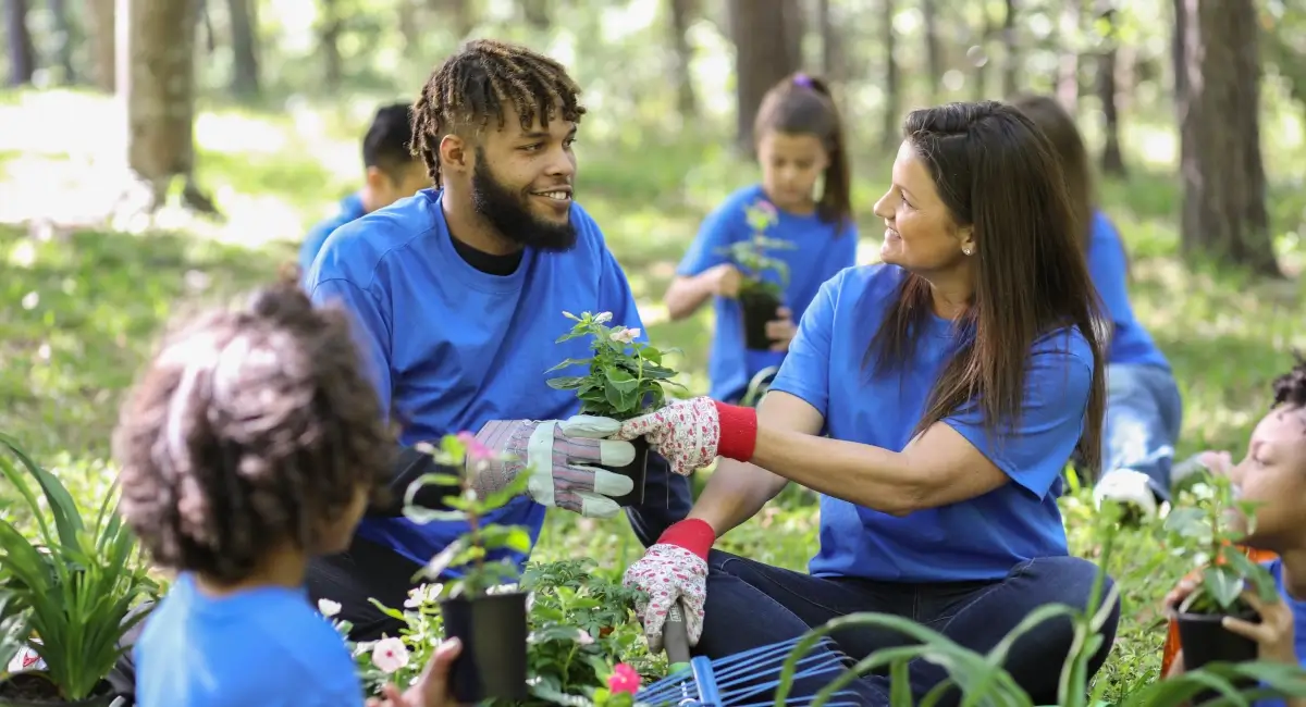 Volunteers planting