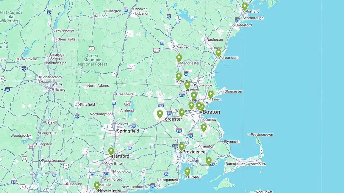 Map of Ambius Boston service area