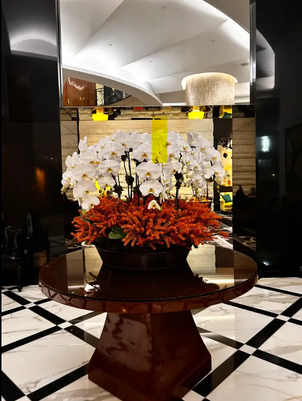 flower centerpiece in lobby