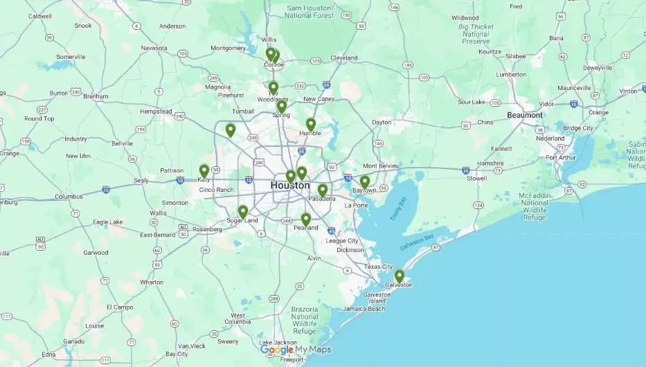 Map of Ambius Houston service area