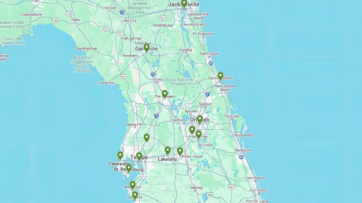 Map of Ambius North Florida service area