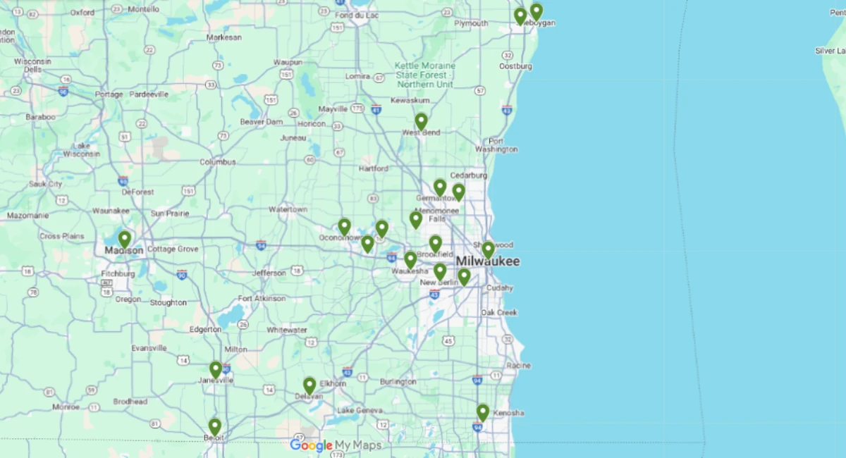 Map of Ambius Milwaukee service area
