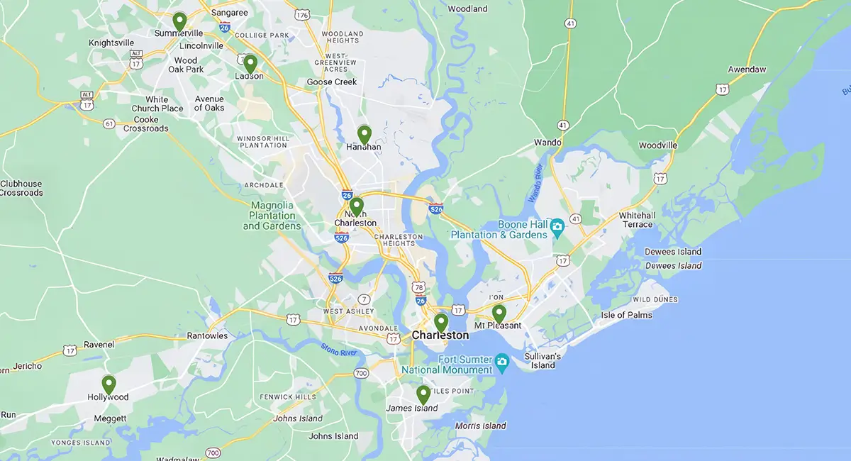 Map of Ambius Charleston service area