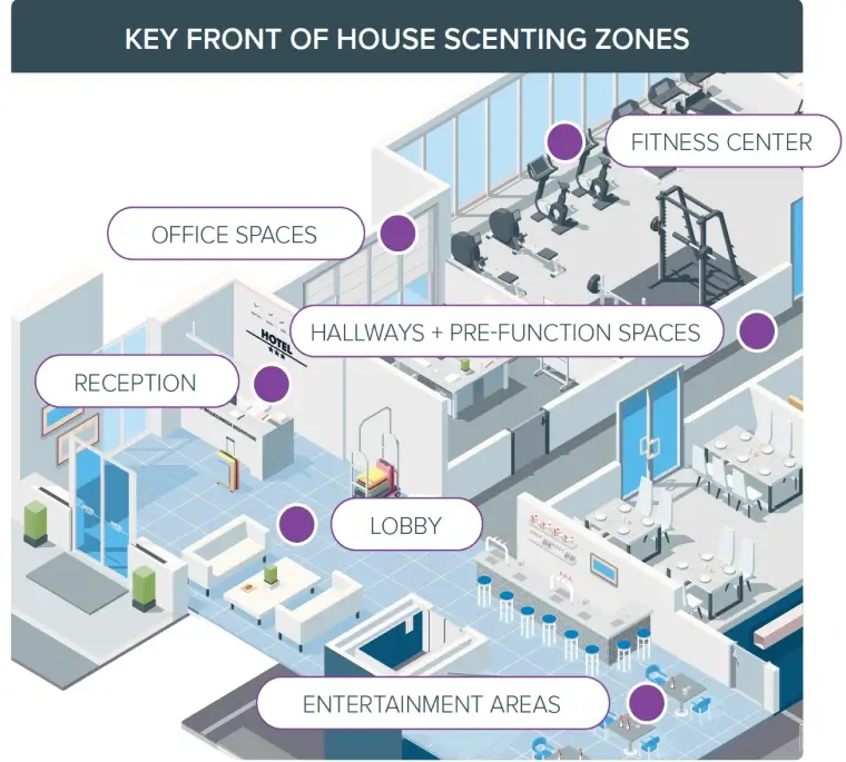 Graphic of key front of house scenting zones