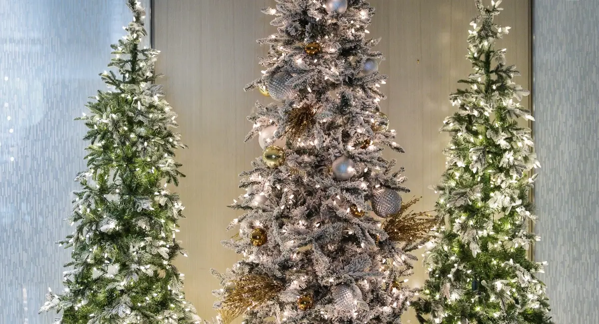 Holiday decor at a Prudential Building