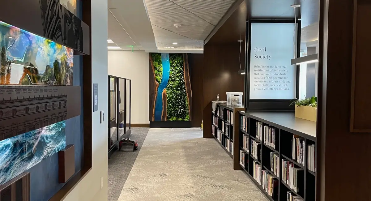 Vertical garden in office hallway